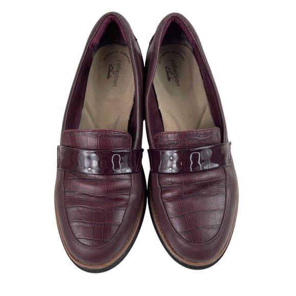 Clarks Collection Sharon Gracie Women’s Size 7.5W Loafer Shoes Burgundy Slip On - Picture 5 of 13